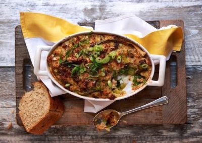 Savoury Cheese and Leek Bread Pudding